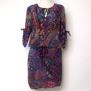 Yumi Kim 100% silk multicolor floral print dress size S